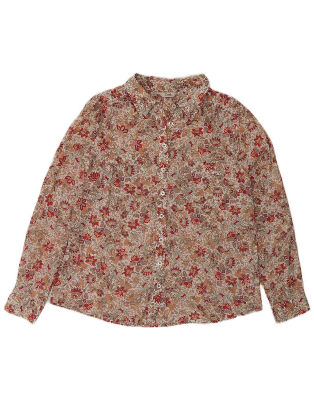 Camicia da donna Marks & Spencer UK 14 Grande cotone floreale multicolore