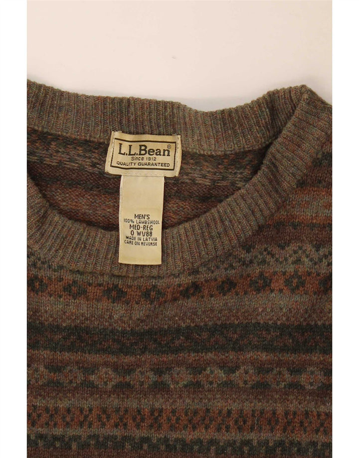 Maglione da uomo con scollo a barca L.L.Bean, lana d'agnello Fair Isle color kaki medio