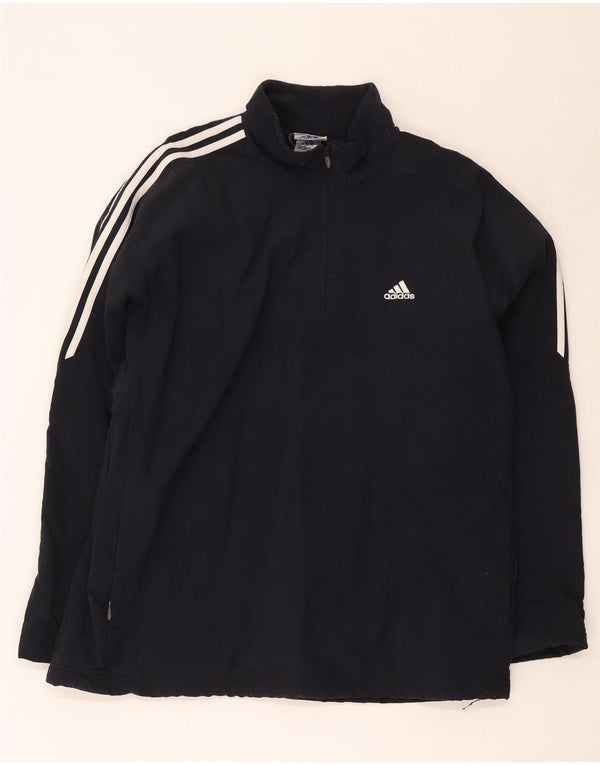 Adidas Uomo Pullover Tuta Top UK 44/46 Large Blu Navy Poliestere