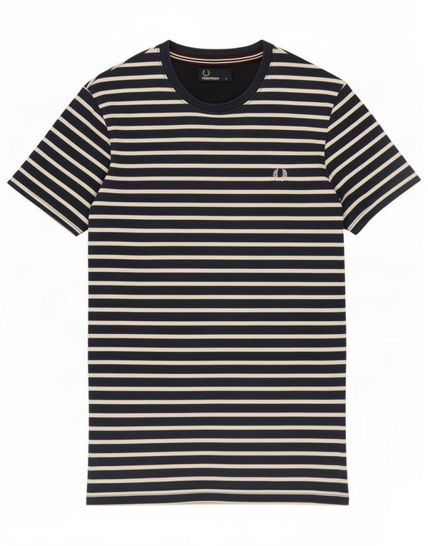 T-shirt da uomo Fred Perry Top in cotone a righe blu navy medio