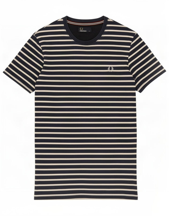 T-shirt da uomo Fred Perry Top in cotone a righe blu navy medio