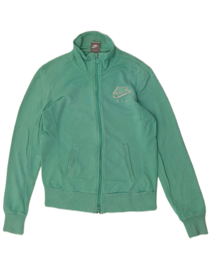 Giacca da ginnastica grafica da donna Nike UK 8/10 piccola in cotone turchese