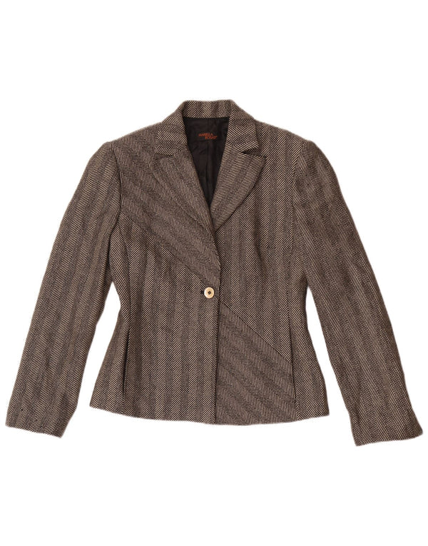 Giacca blazer da donna a 1 bottone Mariella Rosati UK 10 piccola a righe grigie