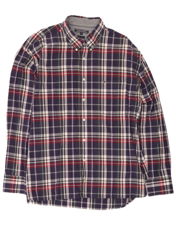 Camicia da uomo Tommy Hilfiger New York Fit 2XL Cotone a quadri blu navy