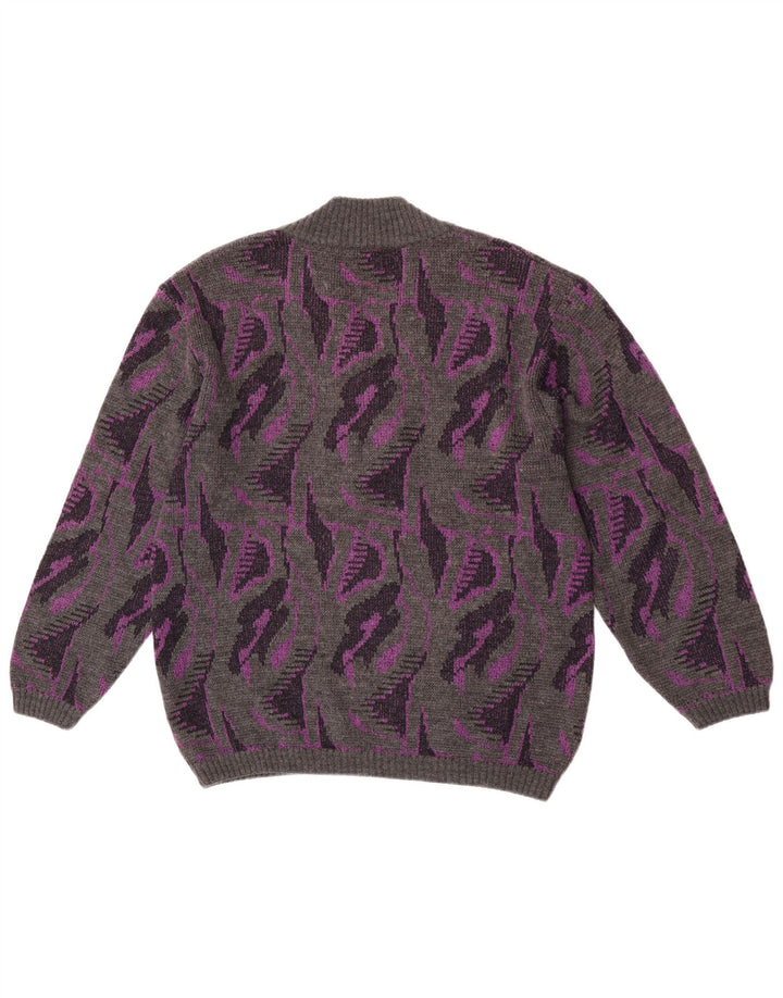 Maglione da donna con scollo a V e motivo astratto Rasica UK 16 Large Grigio