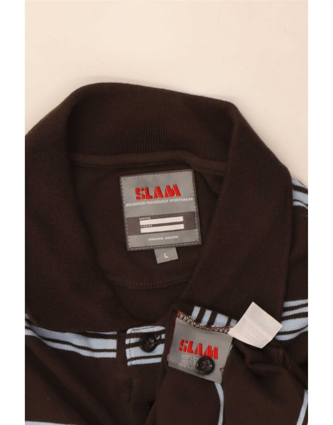 Polo da uomo Slam in cotone a righe grandi marroni
