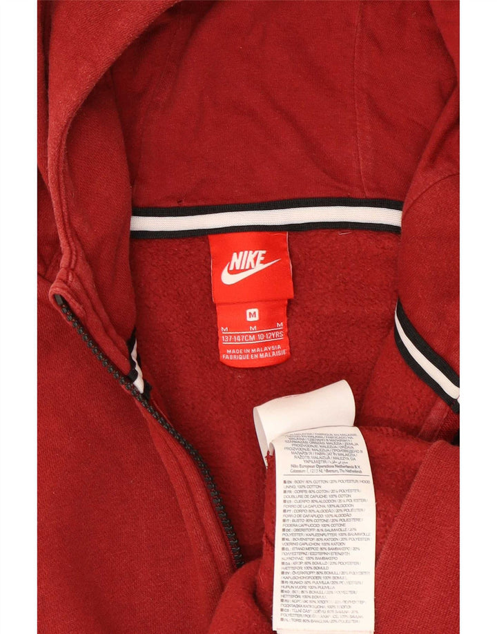 Felpa con cappuccio e zip Nike per ragazzi 10-11 anni in cotone rosso medio