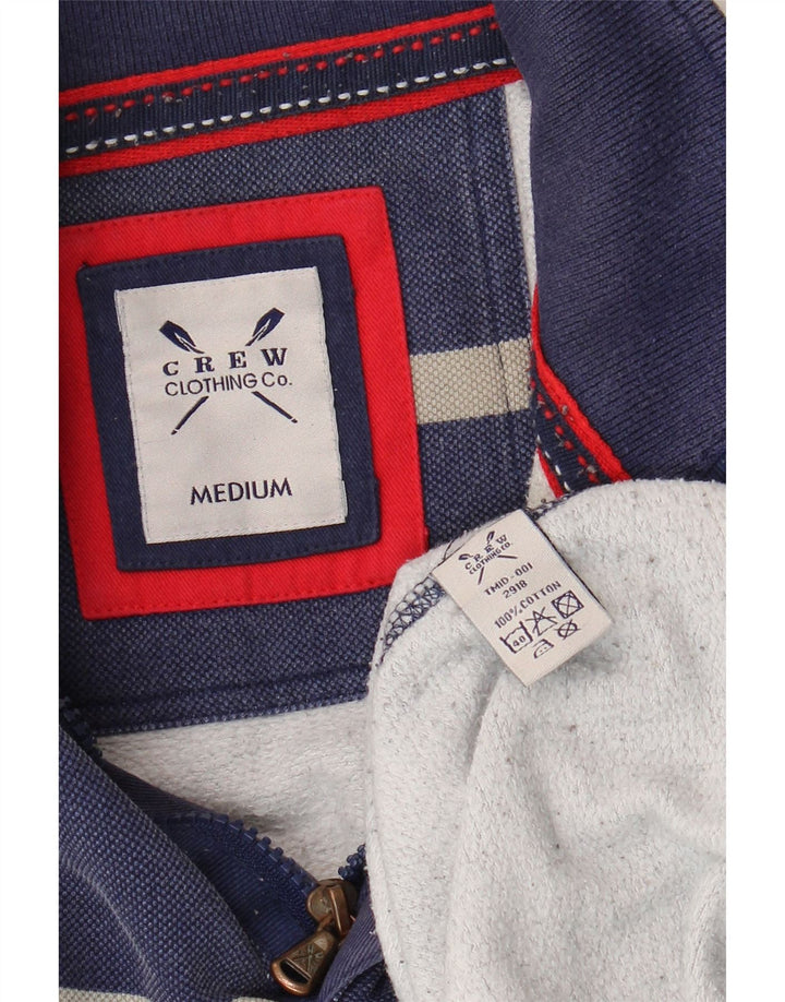 CREW CLOTHING Felpa da uomo con zip e collo maglione medio a righe blu navy