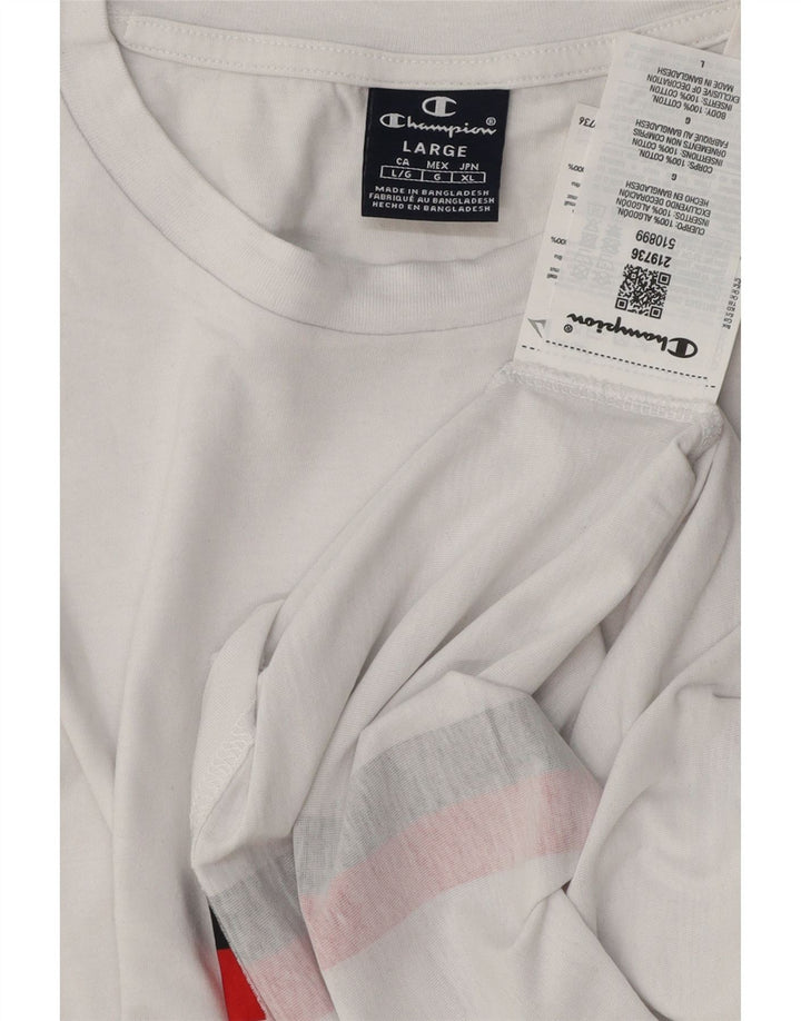 T-shirt da uomo Champion Top in cotone a righe bianche grandi