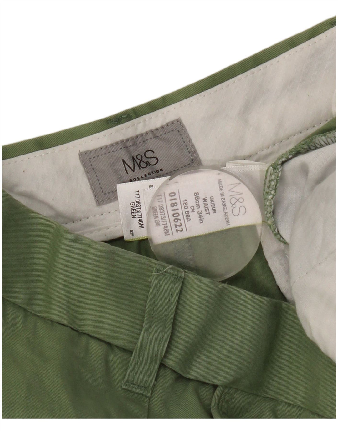 Pantaloncini chino da donna Marks & Spencer W34 grandi in cotone verde