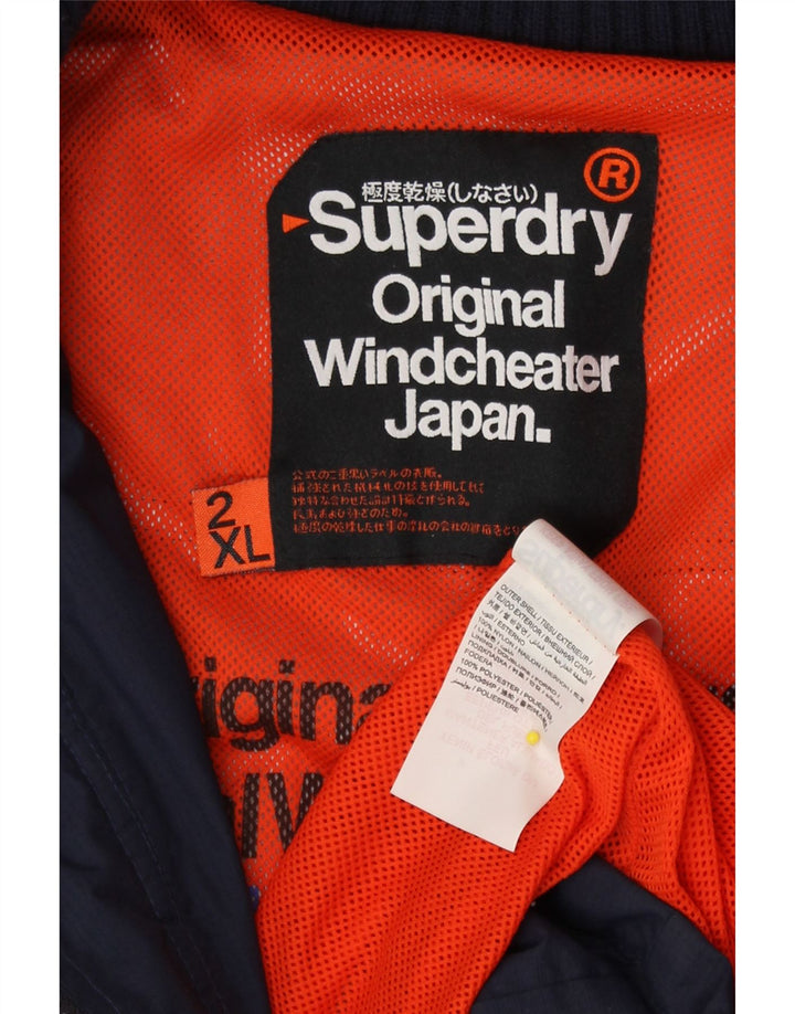 Giacca antipioggia da donna Superdry Windcheater UK 20 2XL Nylon blu navy
