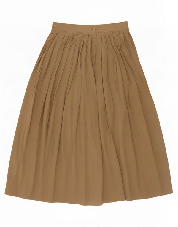 Gonna a trapezio pieghettata a vita alta da donna Max Mara UK 14 grande W28 seta beige