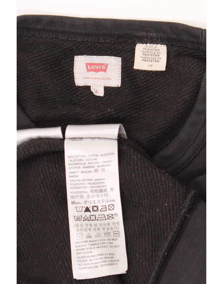 Levi's Uomo Felpa con vestibilità regolare grafica Maglione grande in cotone nero