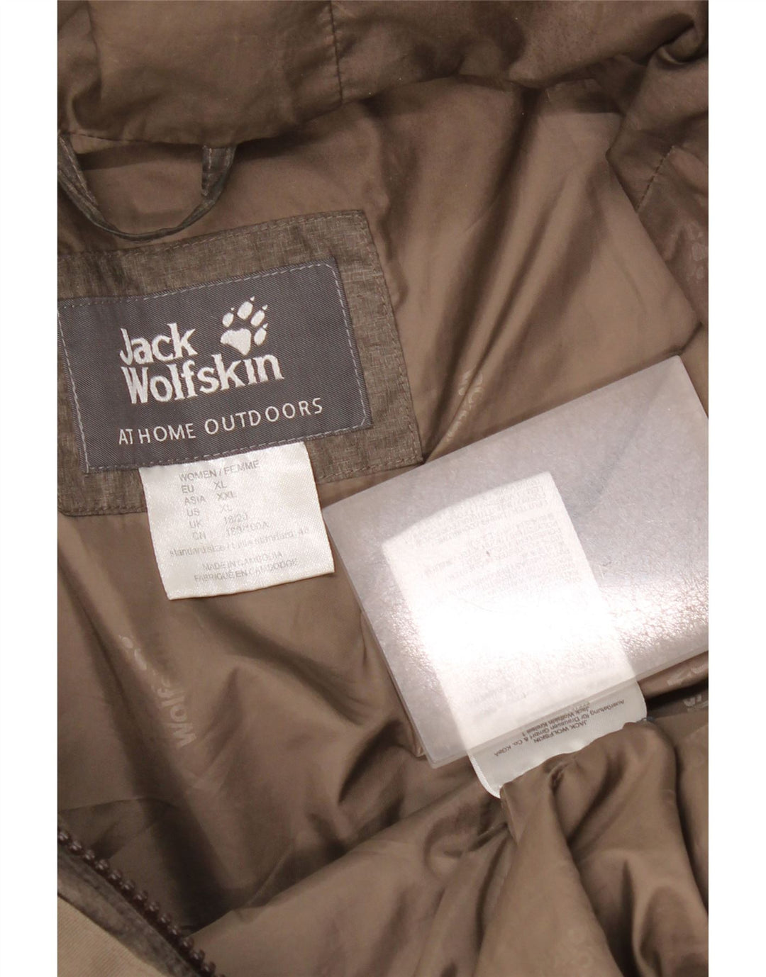 Cappotto imbottito con cappuccio da donna Jack Wolfskin UK 18/20 XL Poliestere beige