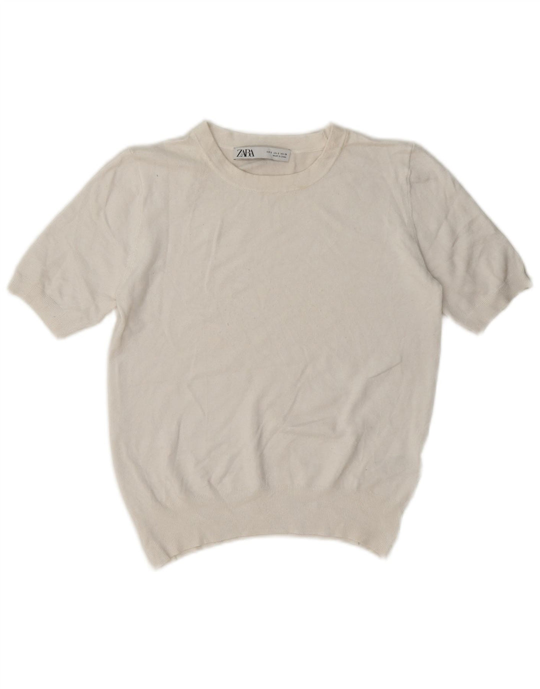 Top corto a maniche corte da donna Zara UK 10 Small bianco in viscosa