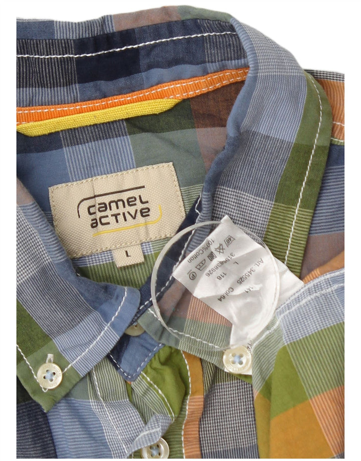 Camicia a maniche corte da uomo Camel Active, cotone a quadri multicolore grande