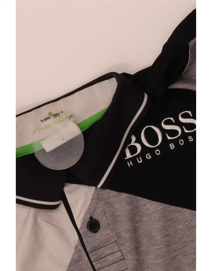Polo grafica da uomo Hugo Boss color block medio nero