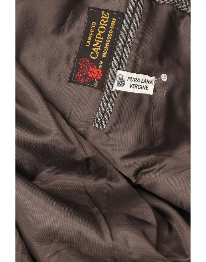 Giacca blazer a 2 bottoni da uomo Lanificio Campore UK 40 Large Grey Herringbone