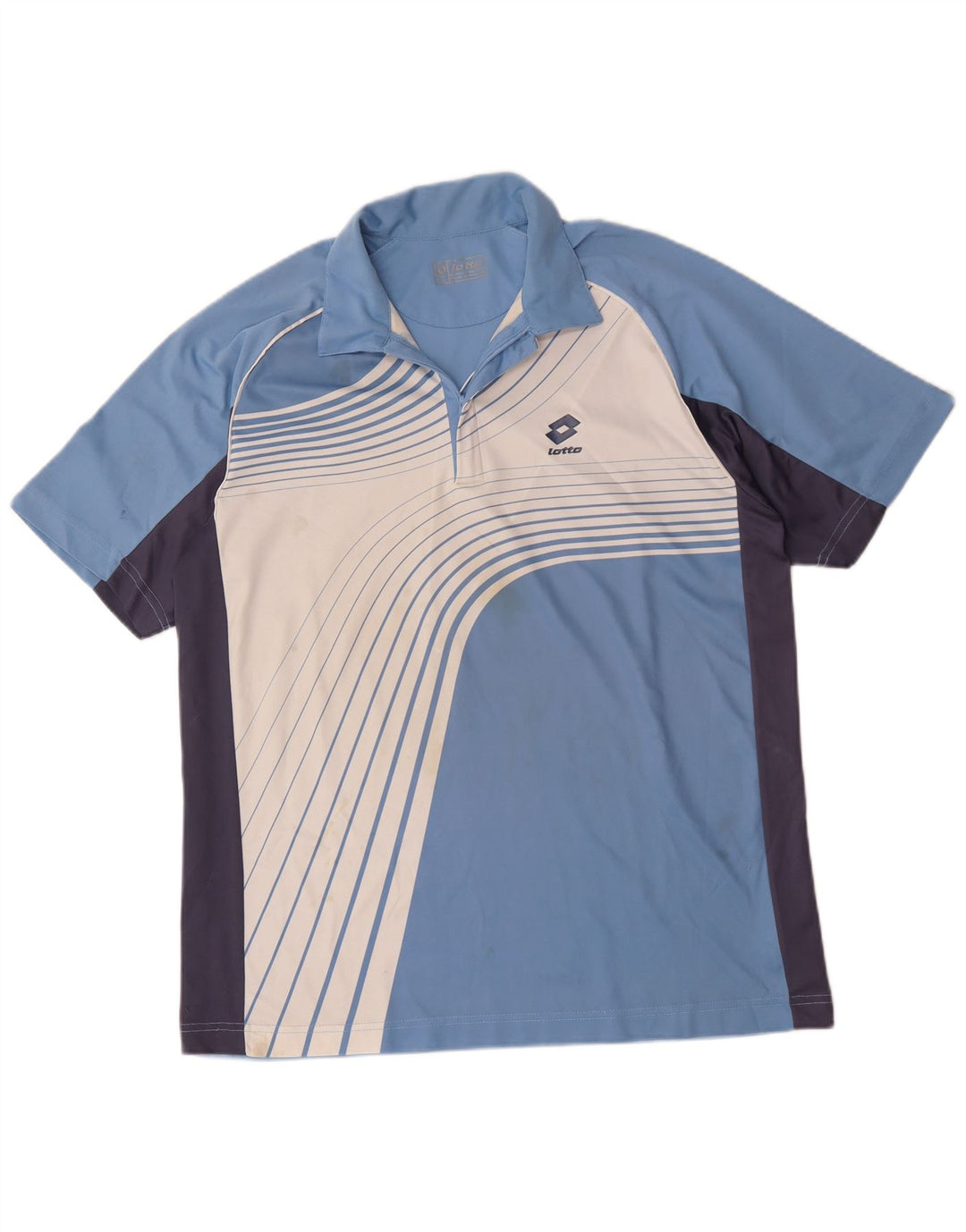Polo da uomo con zip e collo Lotto XL in poliestere color block blu