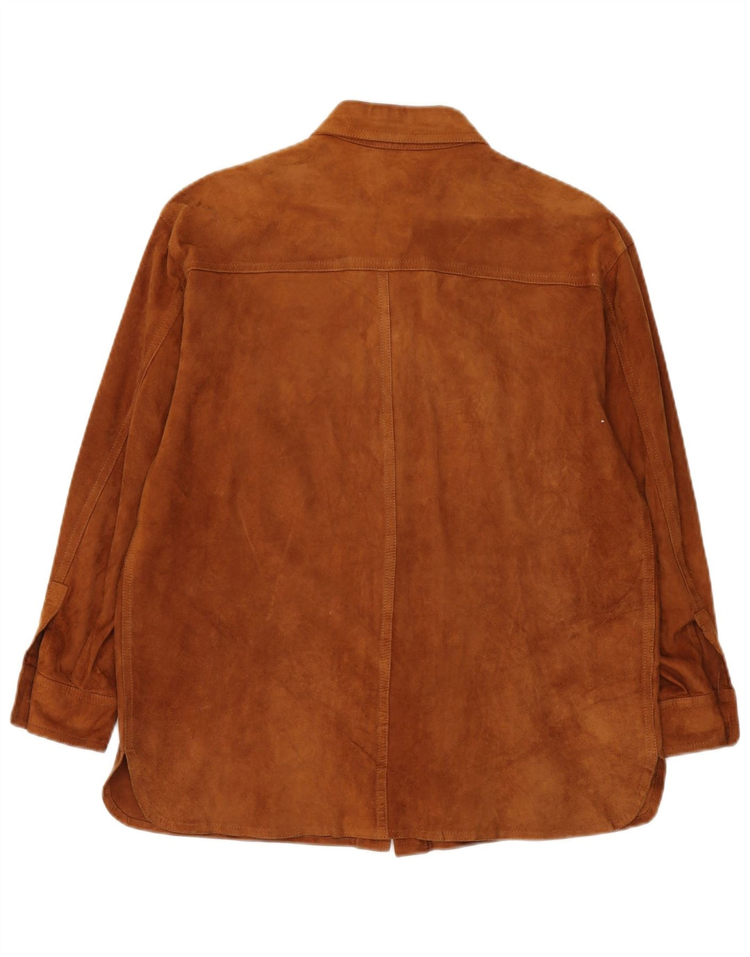 Camicia overshirt da donna vintage in pelle scamosciata IT 42 Marrone medio
