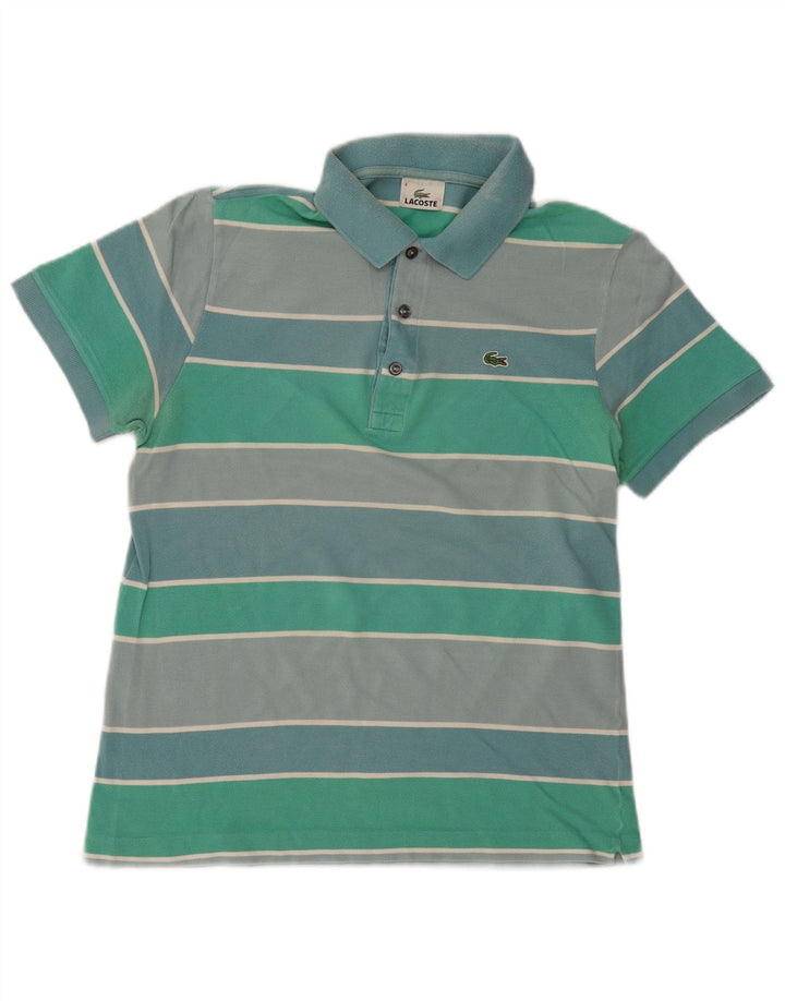 Polo da rugby da uomo Lacoste taglia 4 in cotone a righe verde medio