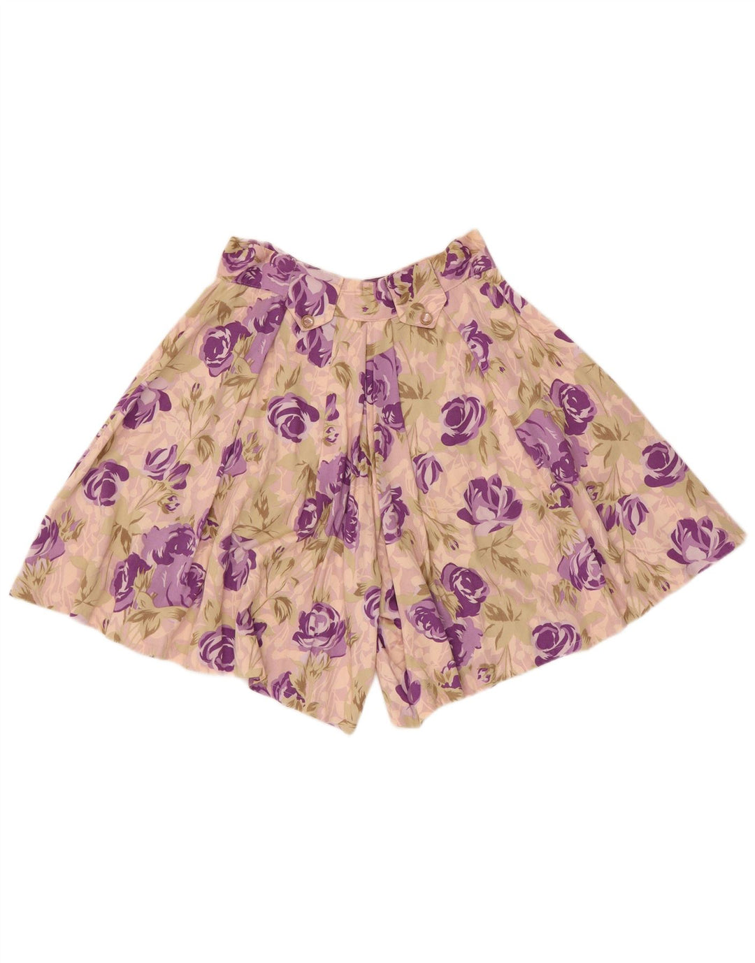 Pantaloncini culotte da donna vintage W28 rosa medio floreale
