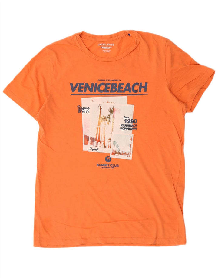 Jack & Jones T-shirt grafica da uomo grande in cotone arancione
