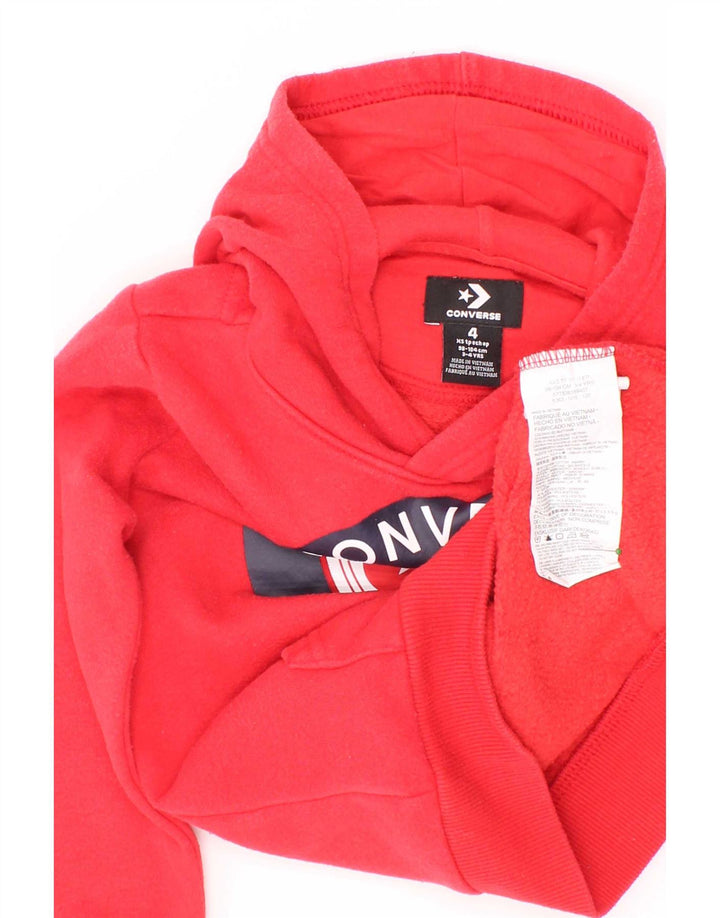 Maglione con cappuccio grafico Converse per ragazzi 3-4 anni in cotone rosso