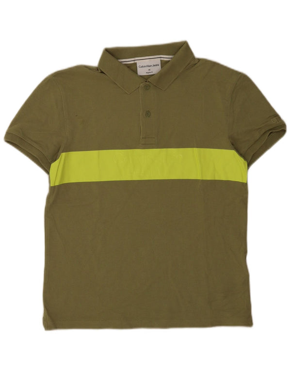 Polo da uomo con vestibilità regolare grafica Calvin Klein Jeans XS color kaki