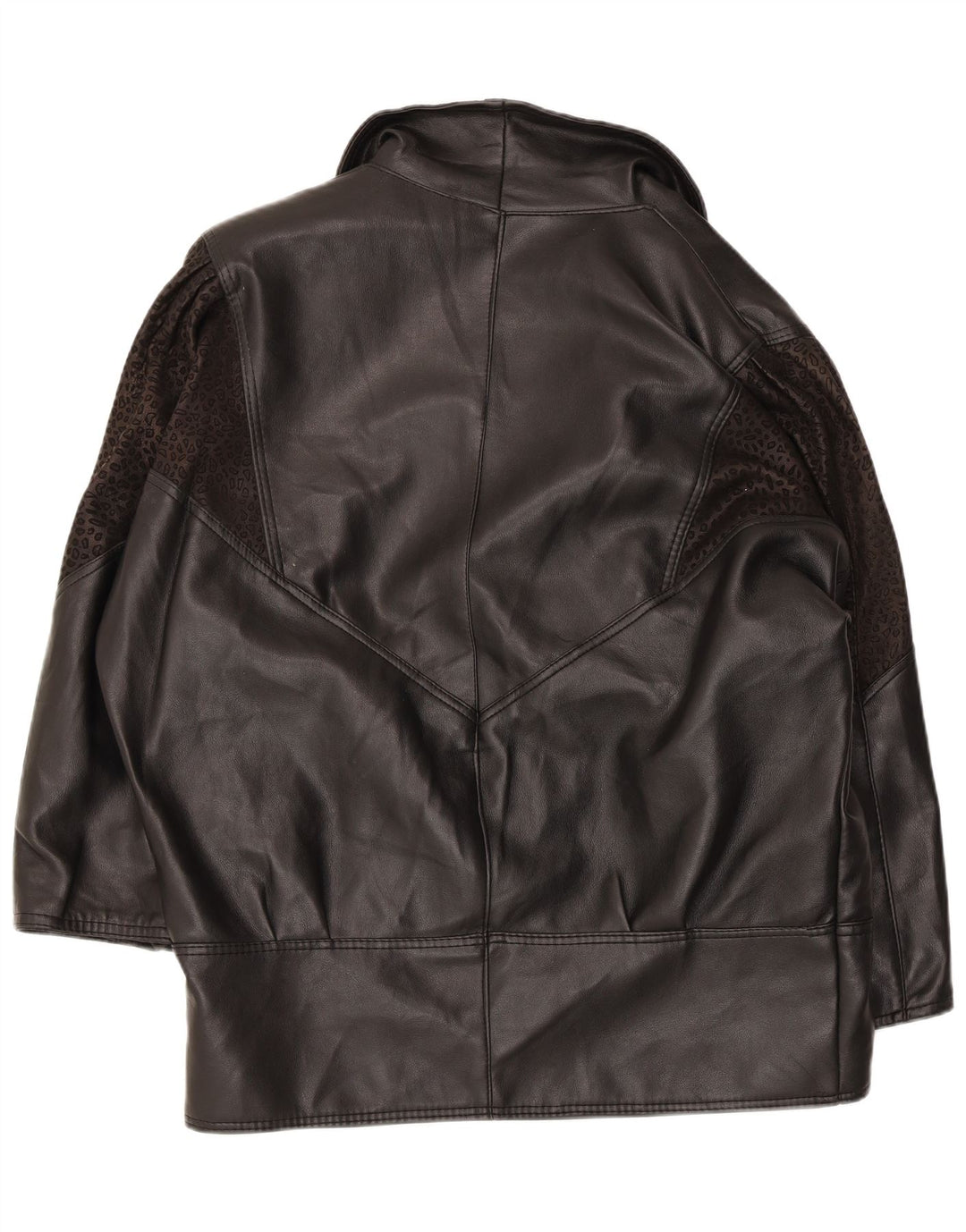 Cappotto oversize in pelle da donna Alta Moda UK 14 medio nero stampa animalier