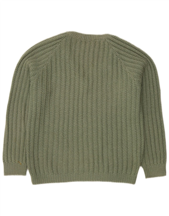 Maglione maglione vintage da uomo con scollo a V XL verde