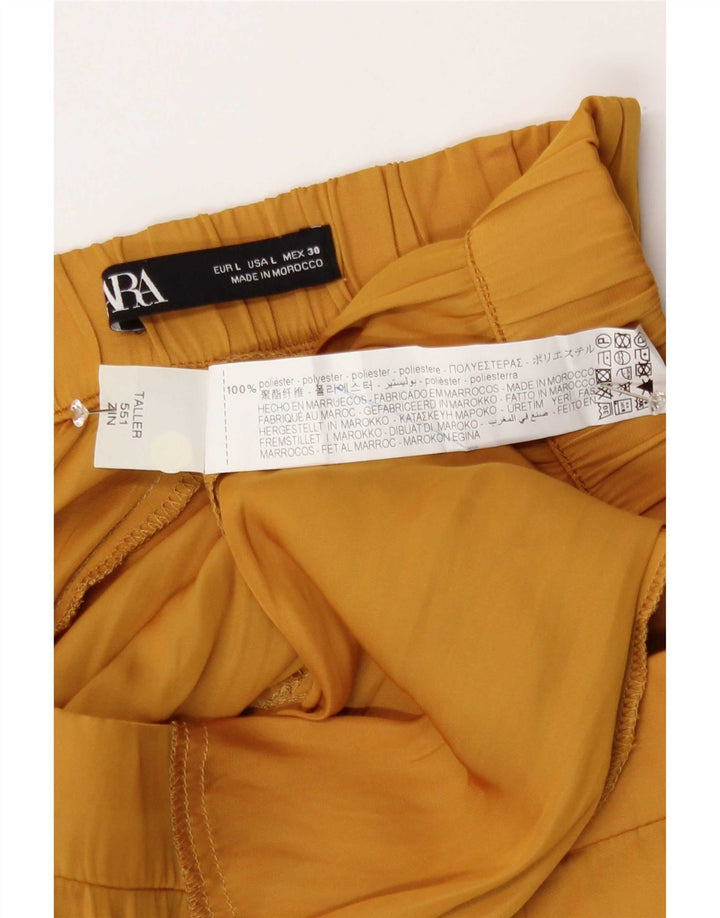 Zara Pantaloni cargo corti da donna Large W30 L23 Poliestere giallo