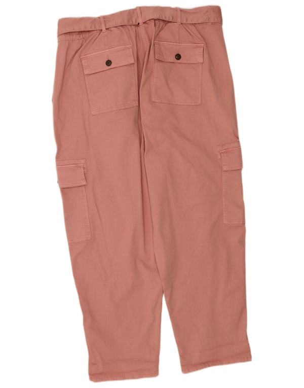 Pantaloni cargo regolari da donna Marks & Spencer UK 22 3XL W42 L28 Cotone rosa