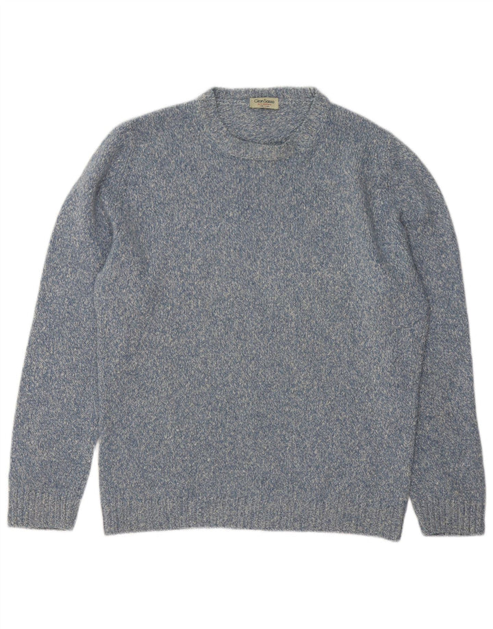 Maglione girocollo da uomo Gran Sasso IT 48 Cashmere screziato blu medio
