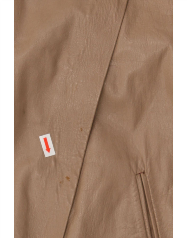 SAMS Mens Bomber Leather Jacket UK 38 Medium Beige Vintage Sams and Second-Hand Sams from Messina Hembry 