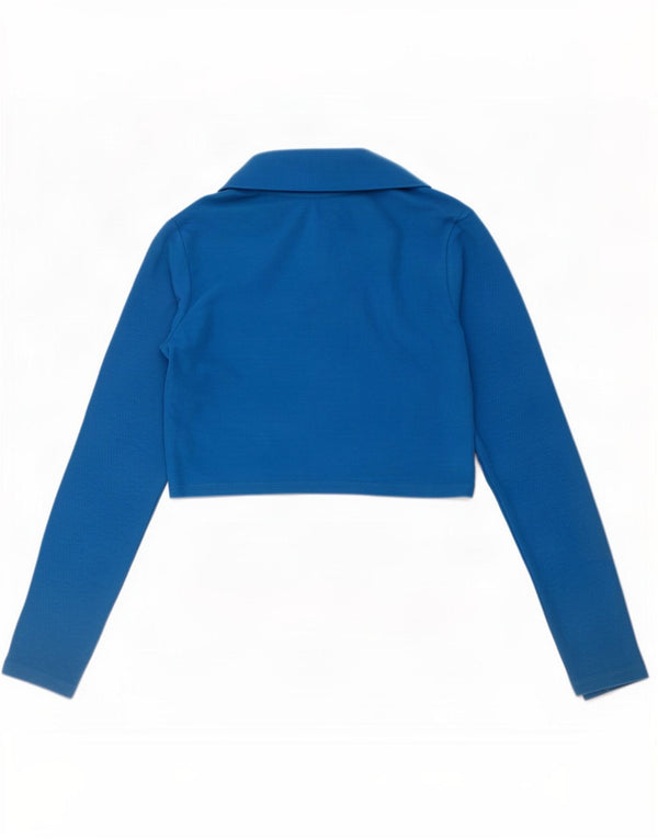 Polo corta a maniche lunghe da donna Zara UK 14 grande cotone blu