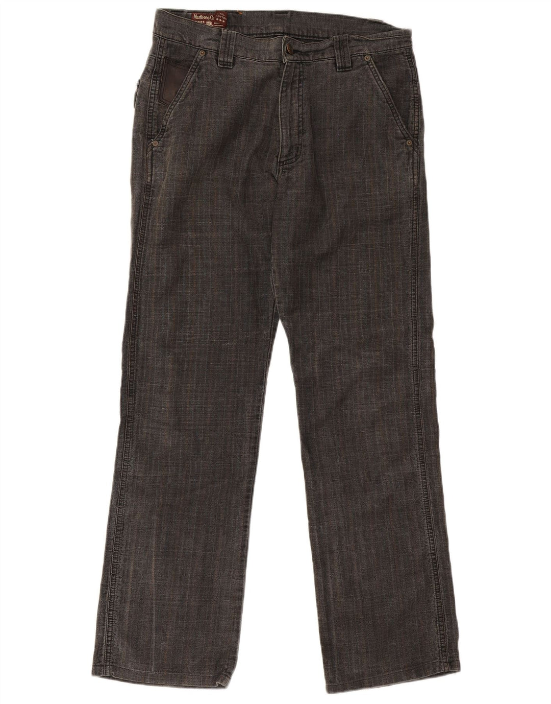 Pantaloni chino dritti da uomo Marlboro Classics W33 L31 grigio a spina di pesce