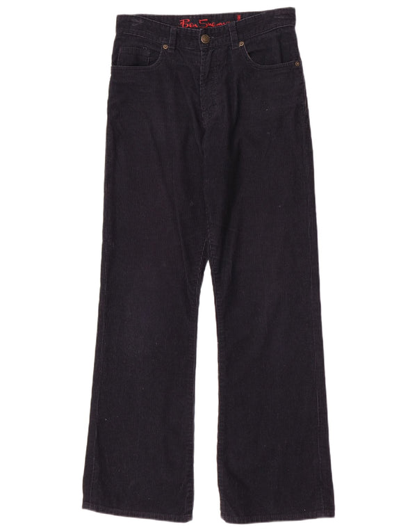 Pantaloni da donna in velluto a coste a gamba larga Ben Sherman W28 L30 cotone blu navy