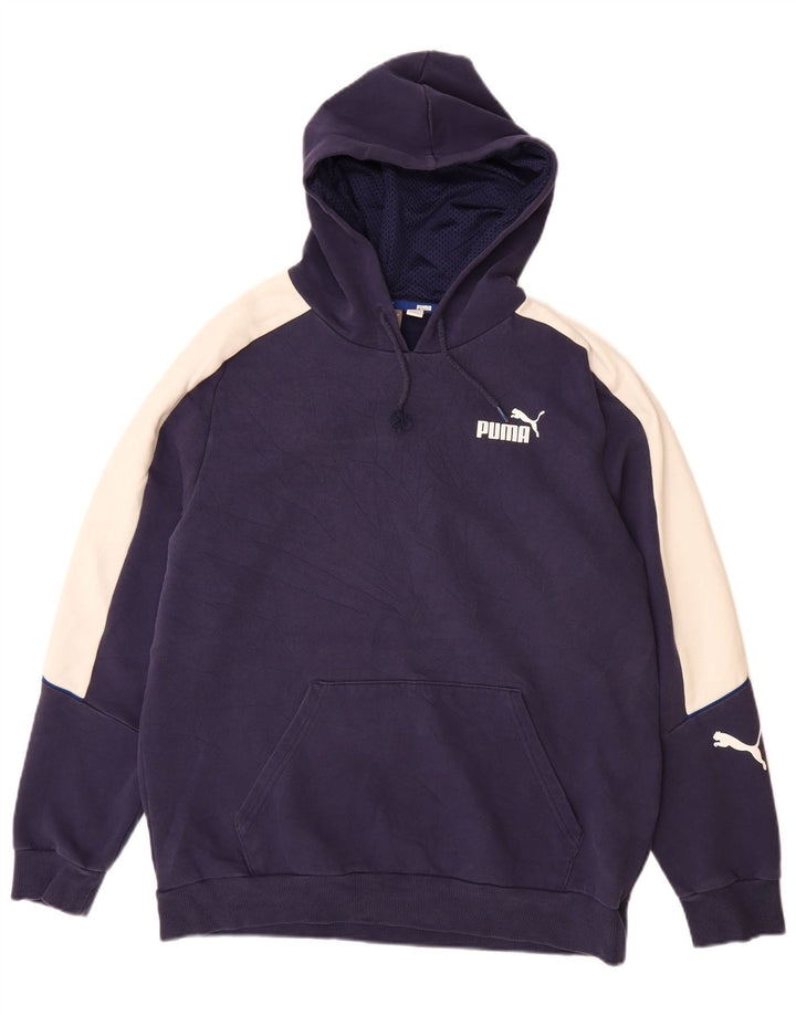 Tuta intera PUMA da uomo con cappuccio, taglia grande, in cotone color block blu navy