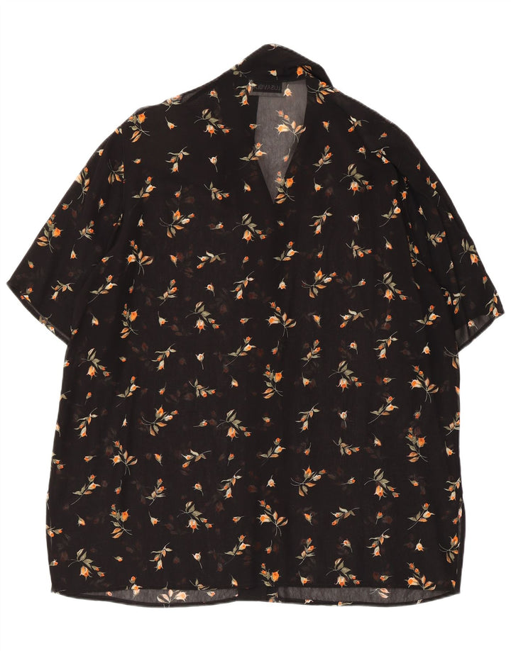 LUISA VIOLA Camicetta trasparente da donna UK 20 2XL Nera floreale