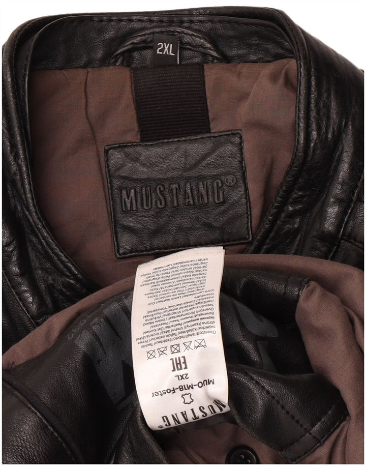 Giacca da pilota in pelle da uomo Mustang UK 44 2XL Pelle nera