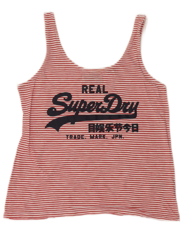 Canottiera grafica da donna Superdry UK 10 piccolo cotone a righe rosse