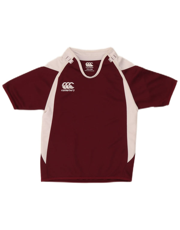 Maglietta Canterbury per ragazzi, 5-6 anni, in poliestere color block bordeaux