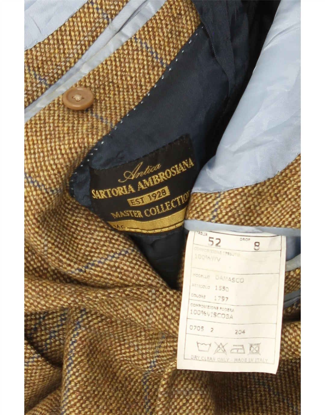 Giacca blazer vintage da uomo a 3 bottoni IT 52 XL lana a quadri beige