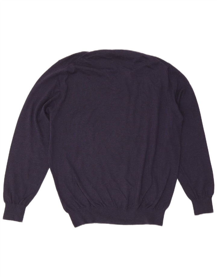 Massimo Dutti Maglione da uomo con scollo a V XL in cotone blu navy