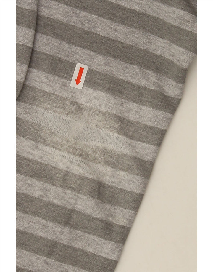 ADIDAS Mens Sweatshirt Jumper Small Grey Striped Cotton Vintage Adidas and Second-Hand Adidas from Messina Hembry 