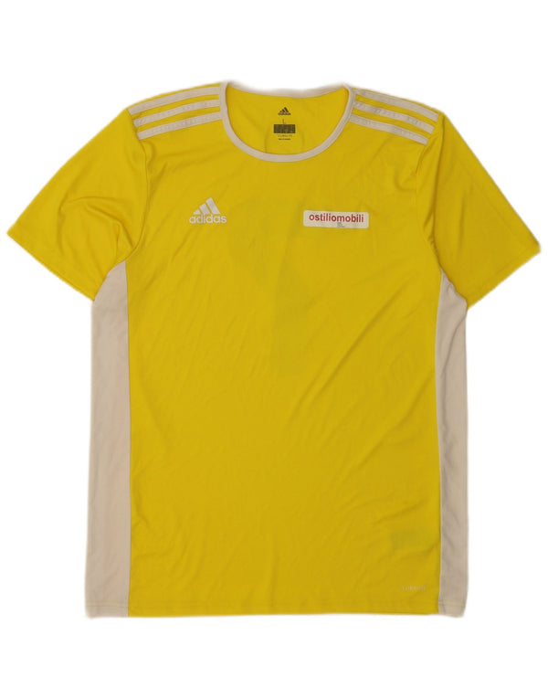Adidas Uomo Climalite Graphic T-shirt Top Large Giallo Colourblock