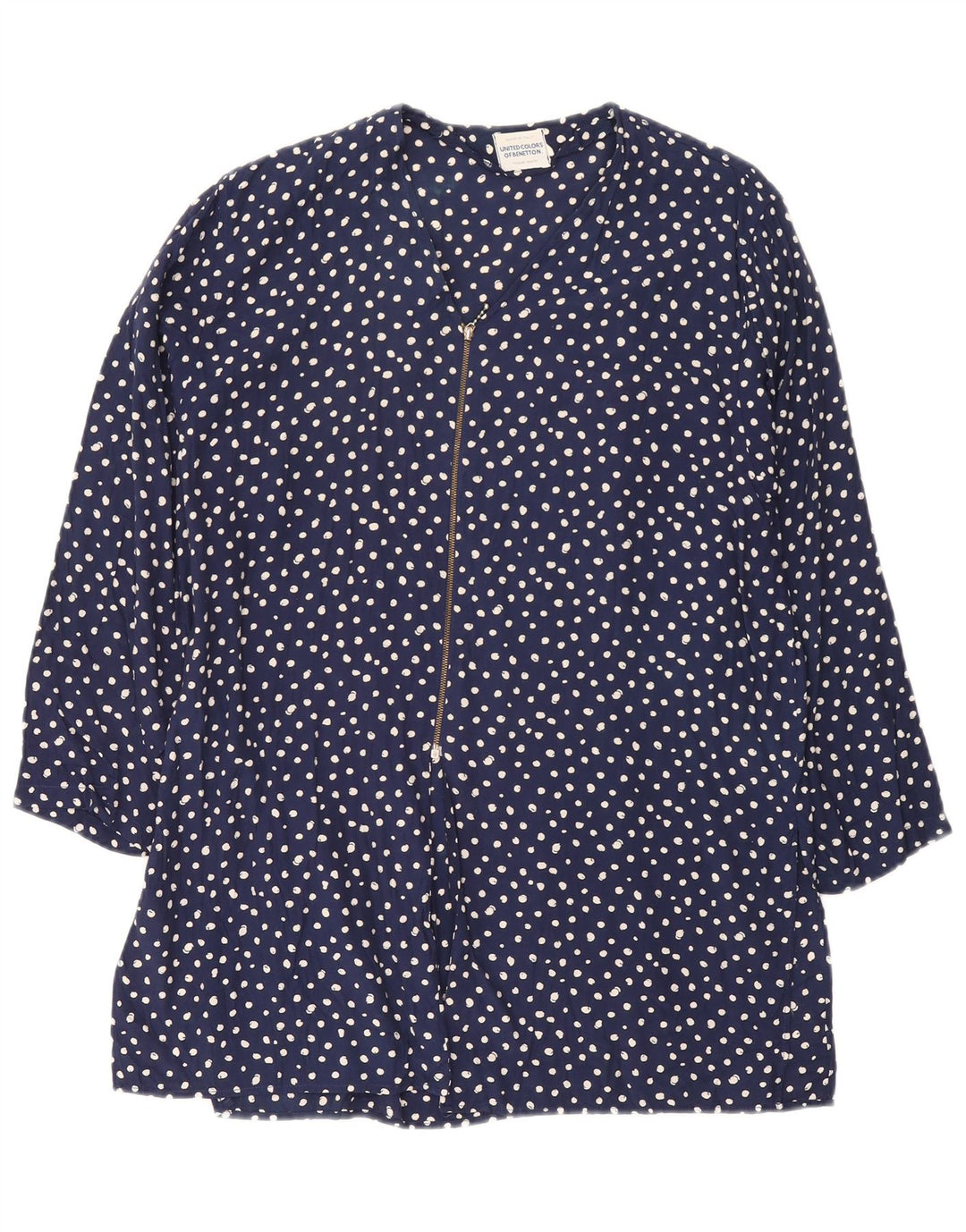 Top tunica oversize da donna Benetton IT 44 medio blu navy maculato