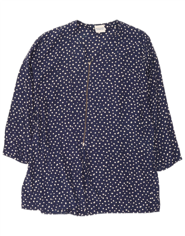 Top tunica oversize da donna Benetton IT 44 medio blu navy maculato