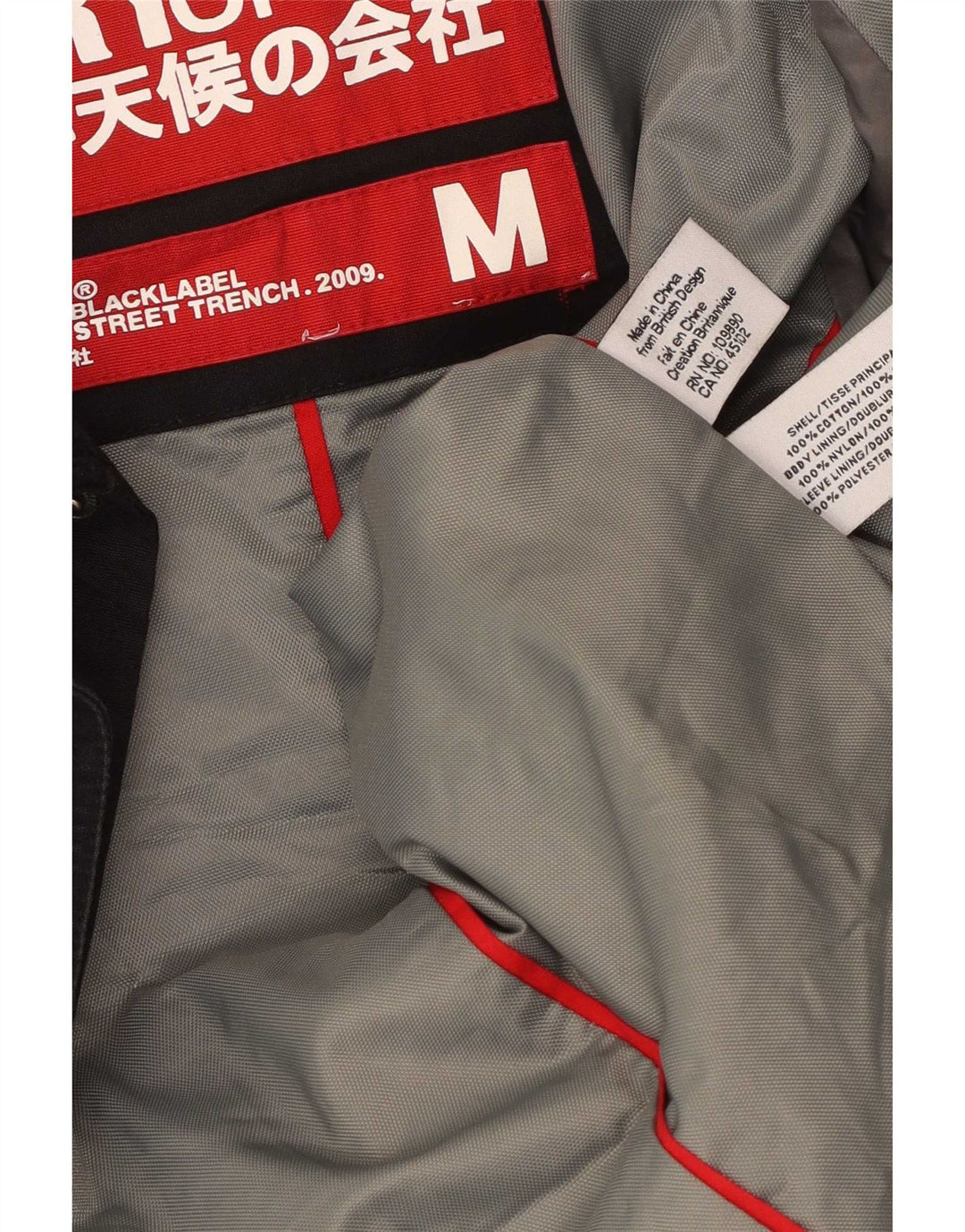 Trench da uomo Superdry UK 38 cotone nero medio